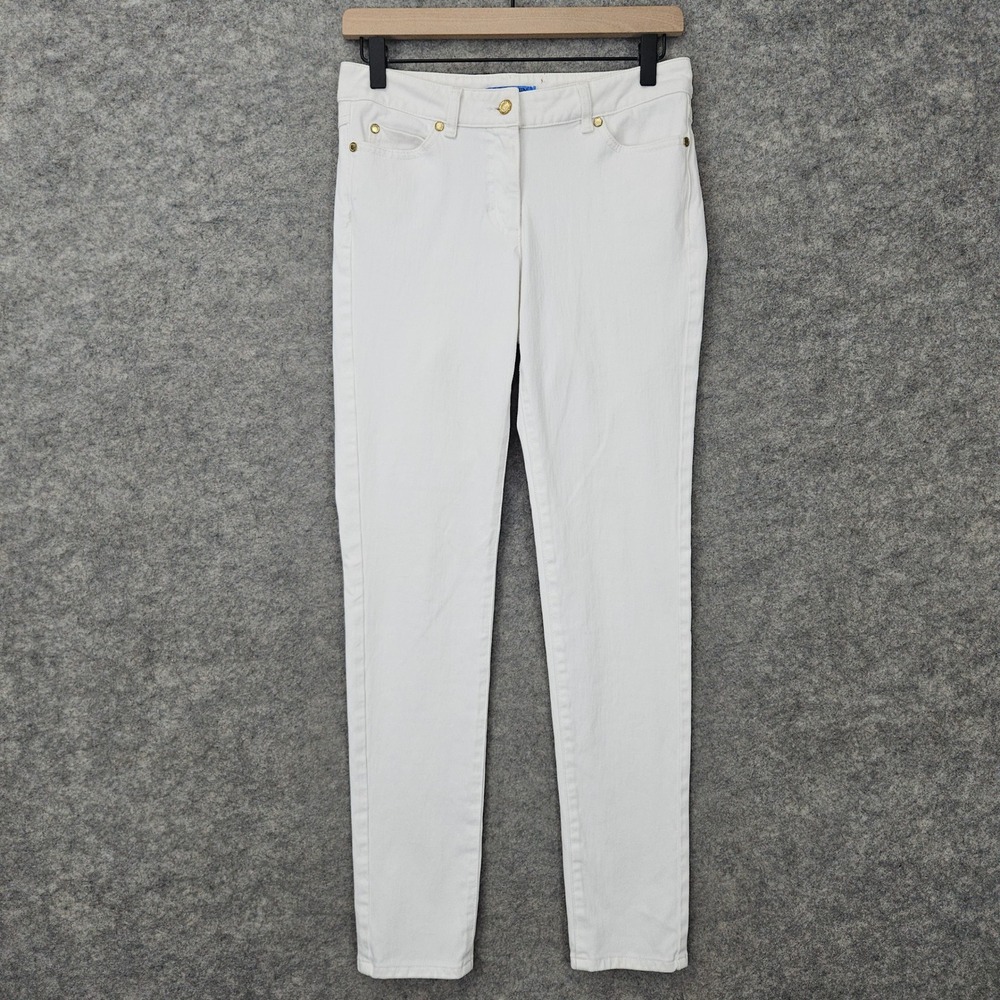 J McLaughlin Womens White Skinny Jeans Size 2 Cotton Blend Gold Hardware Stretch